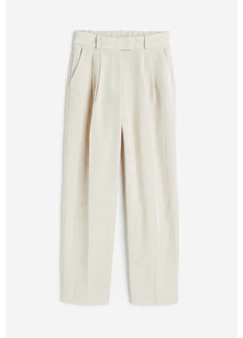 Женские зауженные брюки из льняной смеси Н&М (57026) XS Светло-бежевые H&M (292674281)