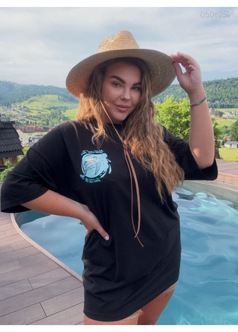 Чорна сукня сукня-футболка №1 (чорний) 0506251 Peony