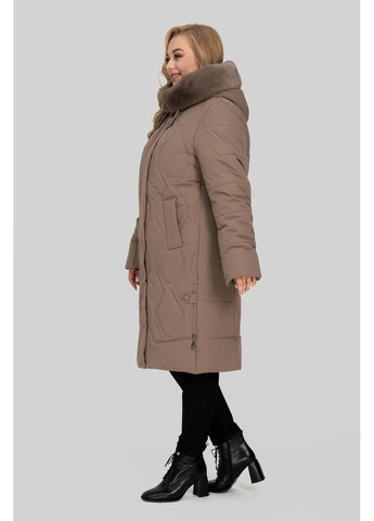Світло-коричневе зимнє Пальто жіноче Евеліна з капюшоном та кишенями All Posa (ap102620p) A'll Posa