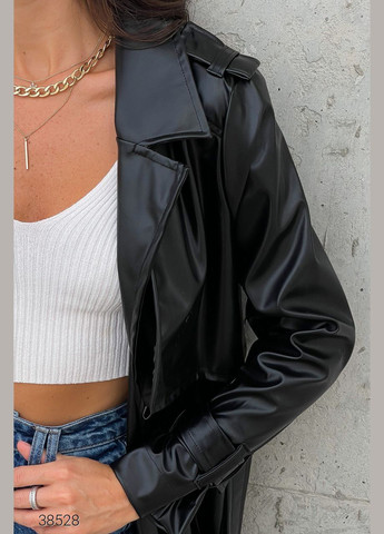 Жіночий тренч з екошкіри Liton без застібки демісезон (303169175)