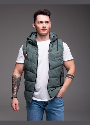 Утеплена чоловіча жилетка з капюшоном matte olive Stylish Touch (322872020)