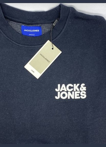 Свитшот Jack & Jones - Прямой крой однотонный темно-серый кэжуал хлопок органический - (281451139)