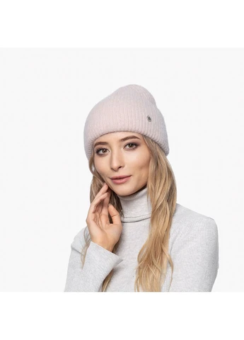 Шапка бини женская ангора бежевая JOSIE LuckyLOOK 266-919 (322793115)