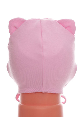 Шапка на зав'язках для дівчинки подвійний трикотаж Happy світло-рожева 1м+ (50974) BABYKROHA (317042792)