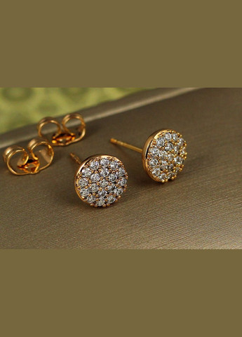 Сережки гвоздики монетка з каменів 8 мм золотисті Xuping Jewelry (316433254)