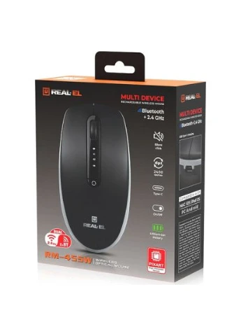 Мишка RM-455W Wireless/Bluetooth Black/Gray (EL123200047) Real-El (397285406)