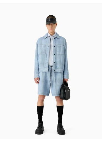 Синяя демисезонная джинсовая куртка 8351295 синий 5o2623 Emporio Armani