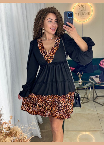Чорна жіноча сукня софт No Brand леопардовий