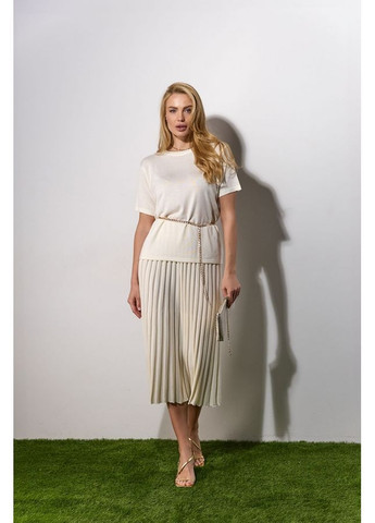 Молочная юбка плиссе короткая 2080 молочный Triko Bakh