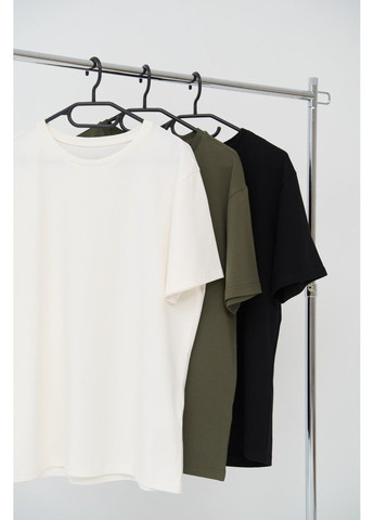 Комбінована набір футболок чоловічих cotton basic 3 шт (молочна, хакі, чорна) Handy Wear