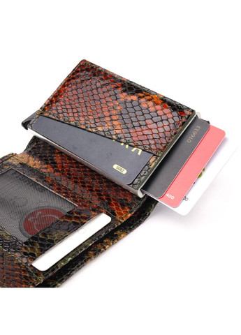 Лакированная визитница из натуральной фактурной кожи под змею 20988 Разноцветный Karya (298921035)