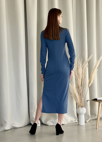 Синее вечернее, деловое, коктейльное, кэжуал, повседневный, праздничный платье платье-водолазка Merlini однотонное