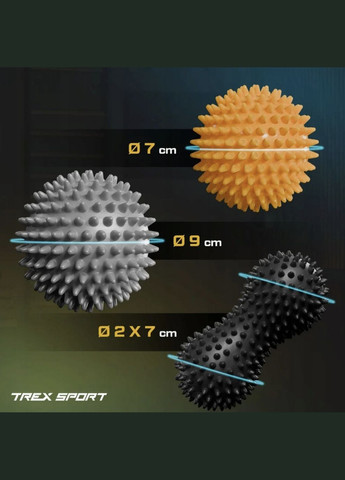 Набор массажных мячей TX-003MSB 3в1 для йоги и фитнеса PVC TREX Sport (311949250)