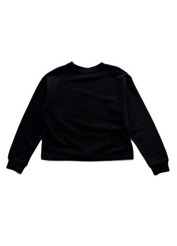 OVS свитшот утепленный для девочки 3000-12 powerpuff черный однотонный черный коктейльный, спортивный, повседневный, деним, деловой, кэжуал хлопок, двунитка с начесом, трехнитка, трикотаж, трикотаж с начесом, трехнитка с начесом