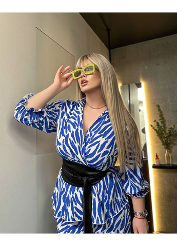 Жіночий костюм двійка зі спідницею колір електрик New Trend (304647526)