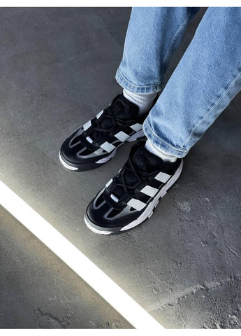 КРОССОВКИ ЖЕНСКИЕ ADIDAS NITEBALL BLACK WHITE АДИДАС НАЙТБОЛ No Brand чёрные демисезоны (367171260)