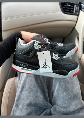 Черные зимние кроссовки зимние мужские и женские nike air jordan 4 winter black white red | найк аир джордан 4 черные белые красные с мехом No Brand