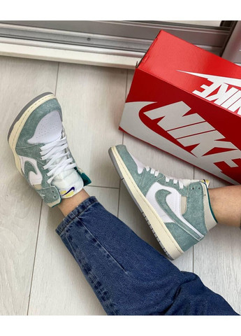 Серые демисезонные кроссовки мужские nike air jordan 1 retro high blue-green white найк аир джордан No Brand