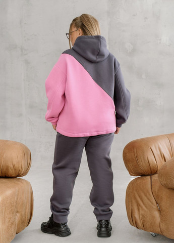 Спортивний костюм жіночий оверсайз з тринитки на флісі зимовий (худі + штани) No Brand (361790975)