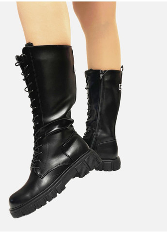 Осенние высокие черные демисезонные ботинки берцы Jong Golf на тракторной подошве, со шнуровкой из искусственной кожи