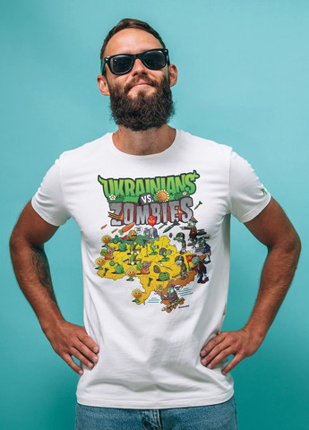 Белая футболка. Авторский принт. Украинцы против Зомби (по мотивам Plants VS Zombies) от Art Forest (292313264)