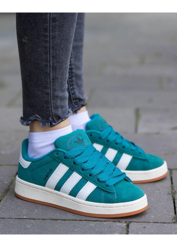 КРОССОВКИ ЖЕНСКИЕ ADIDAS CAMPUS DARK GREEN WHITE V2 АДИДАС КАМПУС No Brand серые демисезоны (367171335)