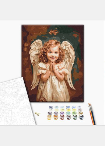 Картина по номерам Ангелская улыбка 40х50см Акриловая живопись Раскраска по номерам девочка ангел BS53987 Brushme (308988744)
