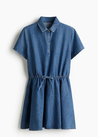 Синее платье H&M однотонное