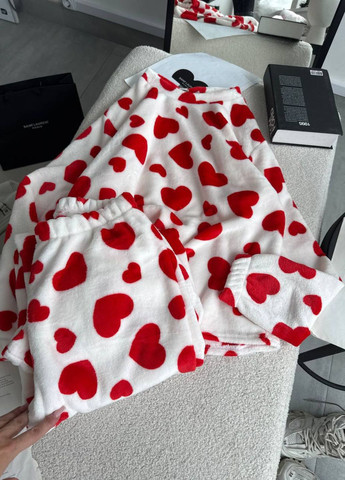 Червона всесезон вишукана махрова піжама двійка з візерунком: кофта + штани кофта + брюки Allthings