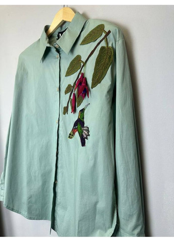 Жіноча сорочка з вишивкою 3D квітів та пташкою MKLN1001 Modna KAZKA (364179283)