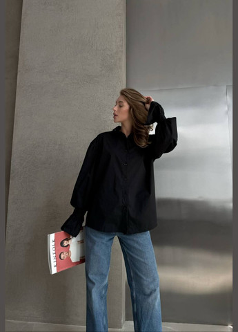 Черная кэжуал рубашка однотонная N.Family