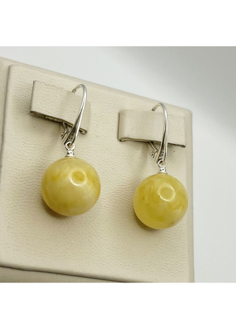 Сережки срібні з бурштином 3,6 г No Brand (369736735)
