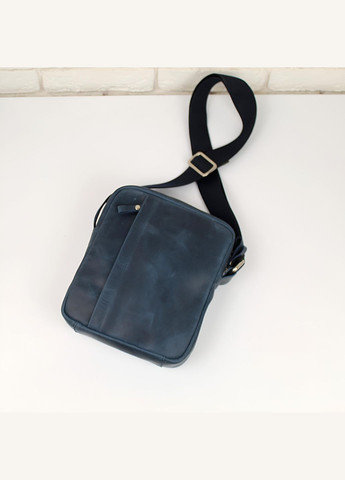 Сумка чоловіча шкіряна через плече. Шкіра Crazy Horse. Синій колір No Brand (316386462)