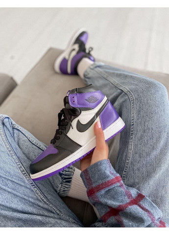 КРОСІВКИ ЖІНОЧІ NIKE AIR JORDAN 1 RETRO MID VIOLET WHITE BLACK НАЙК АІР ДЖОРДАН No Brand чорні демісезони (367177381)