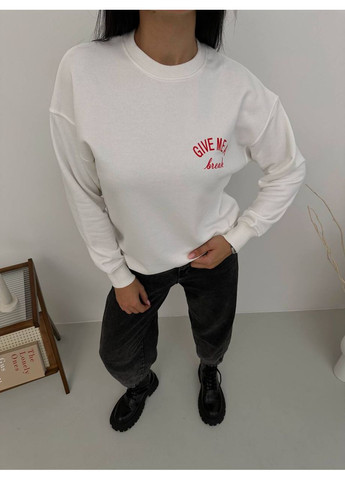 Білий світшот жіночий з ребаною — замір в описі Vione напис без декору (368708958)