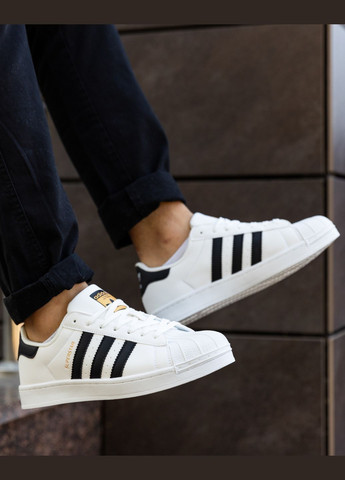 Білі Осінні кросівки чоловічі white black No Brand Superstar Classic