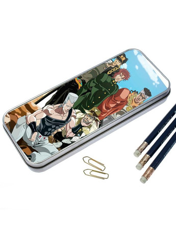 Пенал шкільний для хлопчика та дівчинки металевий Неймовірні пригоди ДжоДжо #014 7*18 см Silver No Brand (309156127)