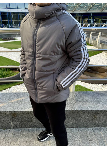 Графітова зимня чоловіча зимова куртка з капюшоном (заміри в описі) GD/GL Модний простір
