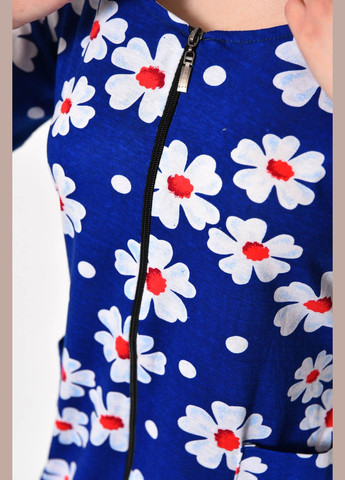 Халат жіночий батальний з квітковим принтом синього кольору Let's Shop (279724030)