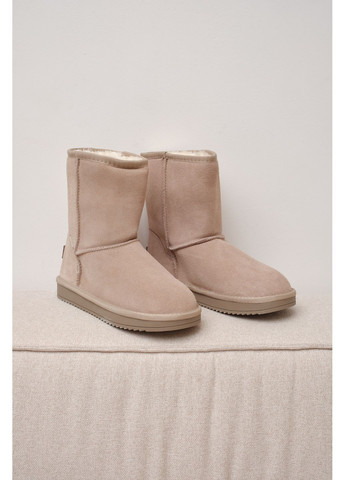 Жіночі високі зимові уггі бежевого кольору, замшеві, теплі та комфортні, стильне зимове взуття на щодень ITTS (363984998)