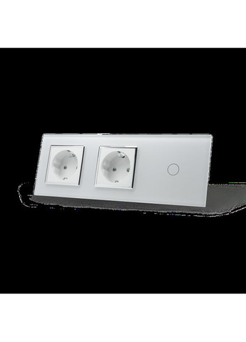 Сенсорний вимикач 1 сенсор 2 розетки білий хром скло (VL-C701/C7C2EU-11C) Livolo (372162162)