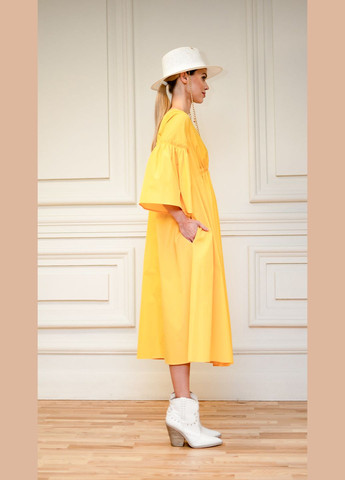 Жовтий сонячна сукня з бавовни марлен Dolcedonna