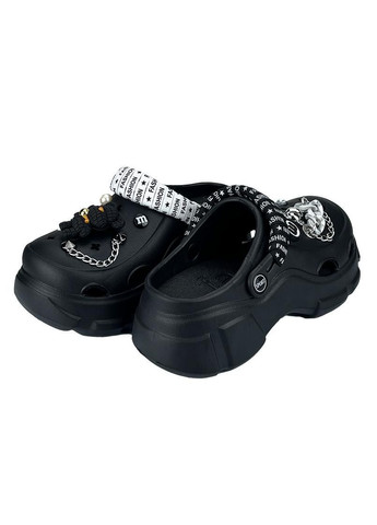 Жіночі крокси сабо з джибітсами на платформі чорні 10279-2 Sanlin (277689045)