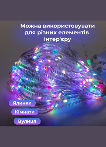 Умная гирлянда Smart штора 400 LED 3*3 м с управлением со смартфона, мультиколор GarlandoPro (328603642)