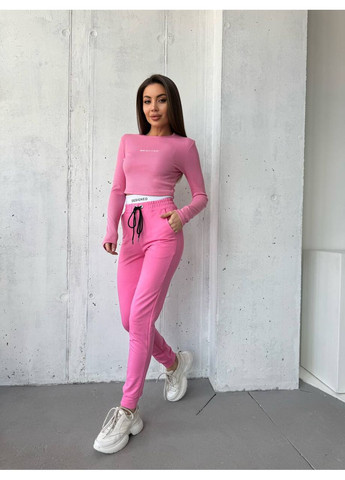 Стильный костюм с брюками и топом в рубчик с длинным рукавом More_bboutique Спортивний костюм (360883936)