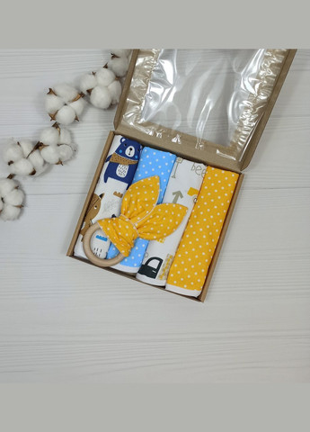 Набор слюнявчиков 22х25 см + эко грызунок "Шуршвщие ушки" 7х18см a.l.babybox Патриотический No Brand (315488107)