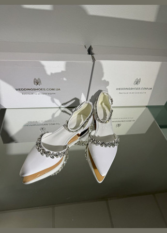 Женские свадебные женские балетки для невесты с камнями. | белые камни искусственная кожа (322414602)
