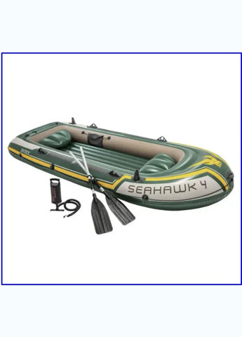 Надувний човен 68351 seahawk 4 (351х145х48см), алюмінієві весла, насос Intex (341355872)