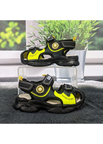 Черные повседневные босоножки детские сандалии для мальчика Kimboo на липучке