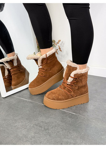 Зимние ботинки женские shoes коричневые Paradize без декора из натуральной замши